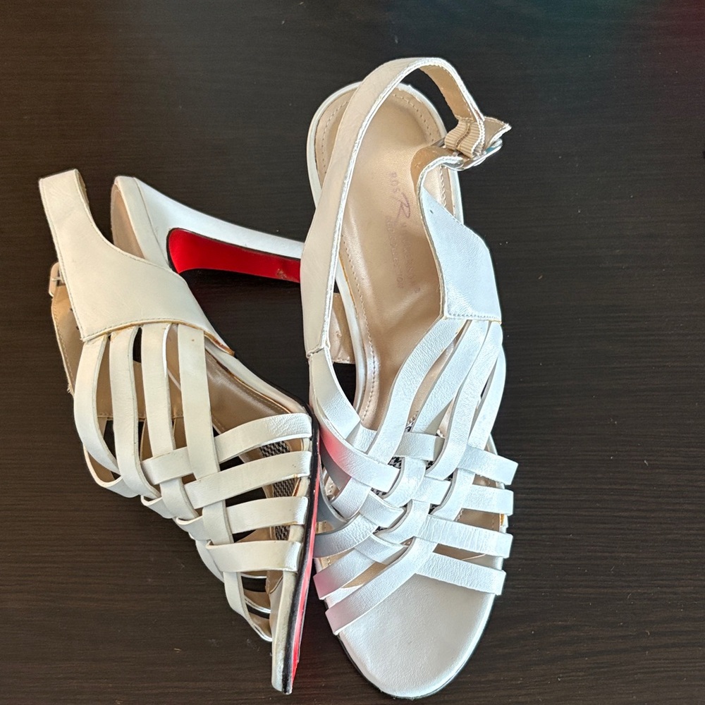 Elegant White Red bottom Ros Hommerson Strappy Sandals